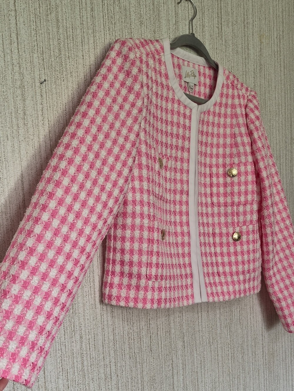 NWT Lilly Pulitzer 12 Rohana Boucle Jacket Rousseau Pink Charming Check Boucle - Picture 8 of 11
